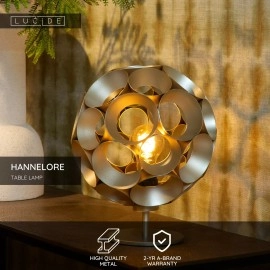 HANNELORE galda lampa Ø 25 cm 1xE27 matēta zelta / misiņa tonī (Lucide)