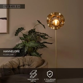 HANNELORE stāvlampa Ø30 1 x 60 W E27 matēta zelta/misiņa (Lucide)