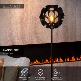 HANNELORE stāvlampa Ø30 1 x 60 W E27 melna (Lucide)
