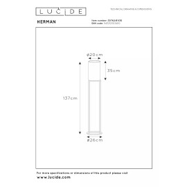 HERMAN Stāvlampa Ø26cm 1x40W E27 melna (Lucide)