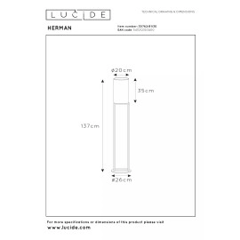HERMAN Stāvlampa Ø26cm 1x40W E27 melna (Lucide)