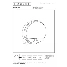 HUPS IR āra sienas lampa 1x10W Integrated LED IP54 balta (Lucide)