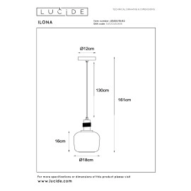 ILONA piekarama lampa Ø18 cm 1xE27 dzintara (Lucide)