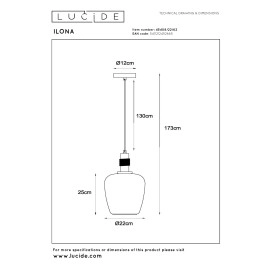ILONA piekarama lampa Ø22 cm 1xE27 dzintara (Lucide)