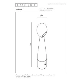 IPSOS uzlādējama galda lampa LED 3W 2700K melna (Lucide)