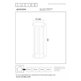 JACKSON saules āra stabiņa lampa Ø16 cm H50 LED 2 W 3000K IP65 melna (Lucide)