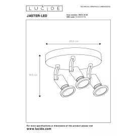 JASTER-LED apaļš griestu prožektors Ø20 cm 3 x 5 W GU10 2700K melns (Lucide)
