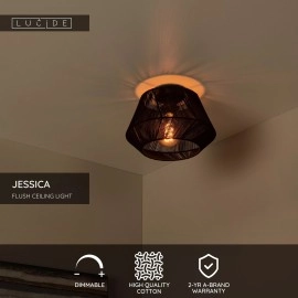 JESSICA plafons 1x60 W E27 Ø30 cm melna (Lucide)