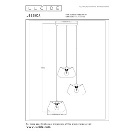 JESSICA piekaramā lampa 3x60 W E27 Ø35.5 cm melna (Lucide)