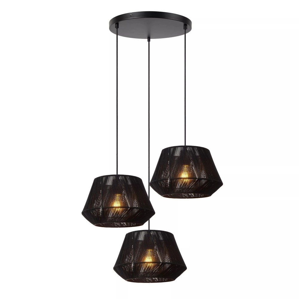 JESSICA piekaramā lampa 3x60 W E27 Ø35.5 cm melna (Lucide)