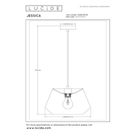 JESSICA piekaramā lampa 1x60 W E27 Ø30 cm melna (Lucide)