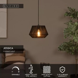 JESSICA piekaramā lampa 1x60 W E27 Ø30 cm melna (Lucide)