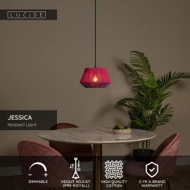 JESSICA piekaramā lampa 1x60 W E27 Ø30 cm rozā (Lucide)