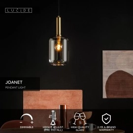 JOANET piekaramā lampa 1xE27 dūmu pelēka