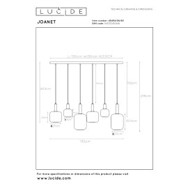 JOANET piekaramā lampa 6xE27 dūmu pelēka