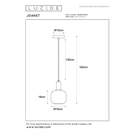 JOANET piekaramā lampa 1xE27 dūmu pelēka
