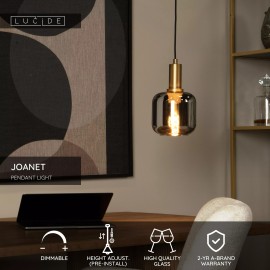 JOANET piekaramā lampa 1xE27 dūmu pelēka