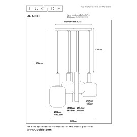 JOANET piekaramā lampa 4xE27 misiņa tonī