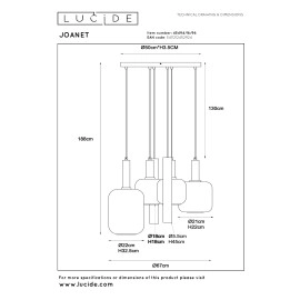 JOANET piekaramā lampa 4xE27 misiņa tonī