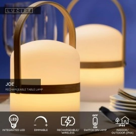 JOE uzlādējama āra LED galda lampa 3 W 3000 K balta (Lucide)
