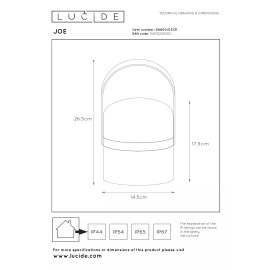 JOE uzlādējama āra LED galda lampa 3 W 3000 K balta (Lucide)