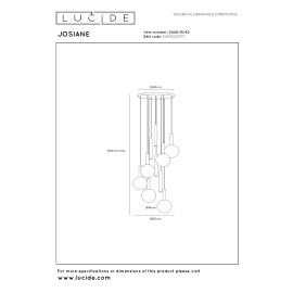 JOSIANE Piekaramā lampa 6xG9 + 4xGU10 melna ar dzintara akcentu (Lucide)