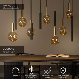 JOSIANE Piekaramā lampa 7xG9 + 5xGU10 melna ar dzintara akcentu (Lucide)