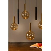 JOSIANE Piekaramā lampa 7xG9 + 5xGU10 melna ar dzintara akcentu (Lucide)