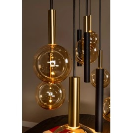 JOSIANE Piekaramā lampa 7xG9 + 5xGU10 melna ar dzintara akcentu (Lucide)