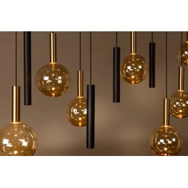 JOSIANE Piekaramā lampa 7xG9 + 5xGU10 melna ar dzintara akcentu (Lucide)