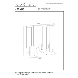 JOSIANE Piekaramā lampa 7xG9 + 5xGU10 melna ar dzintara akcentu (Lucide)