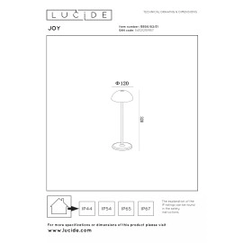 JOY uzlādējama āra galda lampa LED 1x1.5W balta (Lucide)