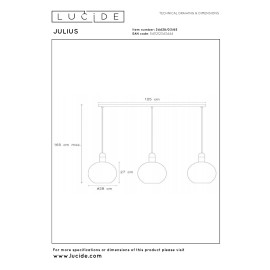 JULIUS piekaramā lampa 3xE27, dūmakaini pelēka (Lucide)