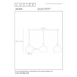 JULIUS piekaramā lampa 3xE27, dūmakaini pelēka (Lucide)