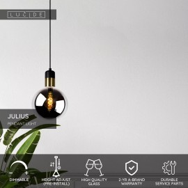 JULIUS piekaramā lampa Ø 20 cm, 1xE27, dūmakaini pelēka (Lucide)