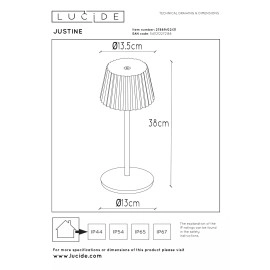 JUSTINE uzlādējama āra galda lampa LED 1x2W balta (Lucide)