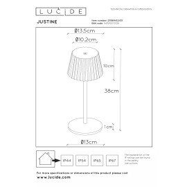JUSTINE uzlādējama āra galda lampa LED 1x2W zaļa (Lucide)