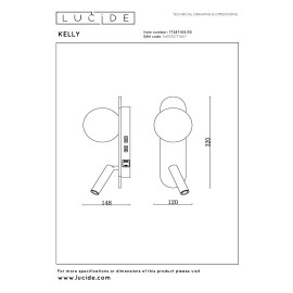 KELLY LED gultas/sienas lampa 3,5 W 3000K melna (Lucide)