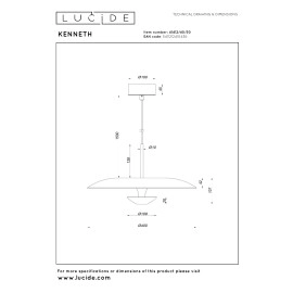KENNETH piekaramā lampa Ø 40 cm LED 12W 2700K, melna (Lucide)