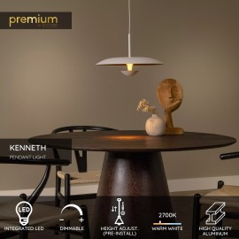 KENNETH piekaramā lampa Ø 40 cm LED 12W 2700K, balta (Lucide)