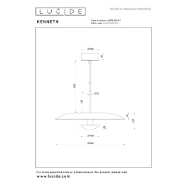 KENNETH piekaramā lampa Ø 40 cm LED 12W 2700K, balta (Lucide)