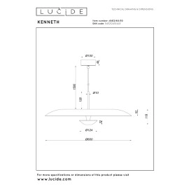 KENNETH piekaramā lampa Ø 60 cm LED 16W 2700K, melna (Lucide)