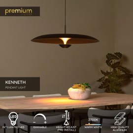 KENNETH piekaramā lampa Ø 80 cm LED 22W 2700K, melna (Lucide)