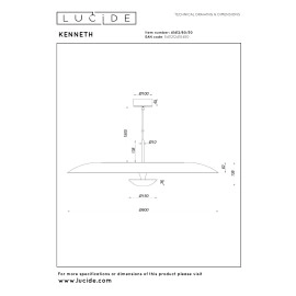 KENNETH piekaramā lampa Ø 80 cm LED 22W 2700K, melna (Lucide)