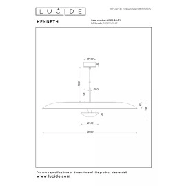 KENNETH piekaramā lampa Ø 80 cm LED 22W 2700K, balta (Lucide)