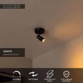 KIANTI griestu prožektors Ø10 cm 1xGU10 50W melna (Lucide)