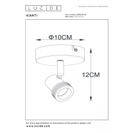 KIANTI griestu prožektors Ø10 cm 1xGU10 50W taupe (Lucide)