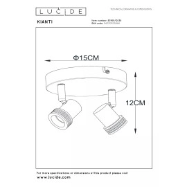 KIANTI griestu prožektors Ø15 cm 2xGU10 50W melna (Lucide)