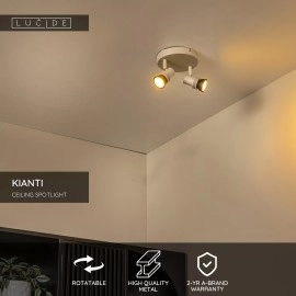 KIANTI griestu prožektors Ø15 cm 2xGU10 50W taupe (Lucide)