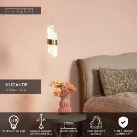KLIGANDE piekaramā lampa LED 1x9 W 2700 K Ø13 cm matēts zelts / misiņš (Lucide)